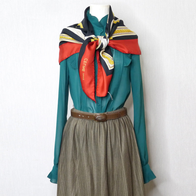 OLD Gucci 70s筆記体ロゴバックル レザーベルト（茶）