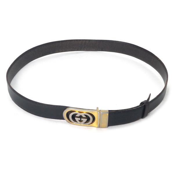 OLD Gucci GGバックルリバーシブルレザーベルト（黒/茶）