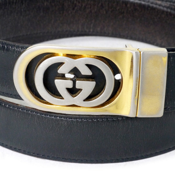 OLD Gucci GGバックルリバーシブルレザーベルト（黒/茶）