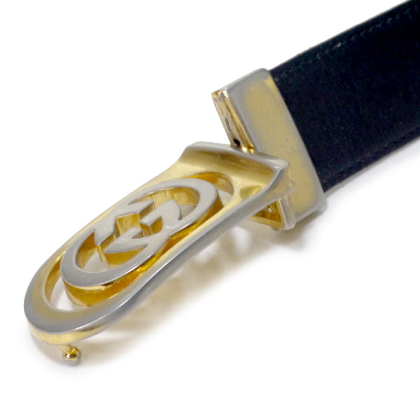 OLD Gucci GGバックルリバーシブルレザーベルト（黒/茶）