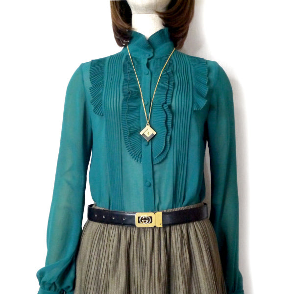 OLD Gucci GGバックルリバーシブルレザーベルト（黒/茶）