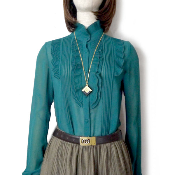 OLD Gucci GGバックルリバーシブルレザーベルト（黒/茶）