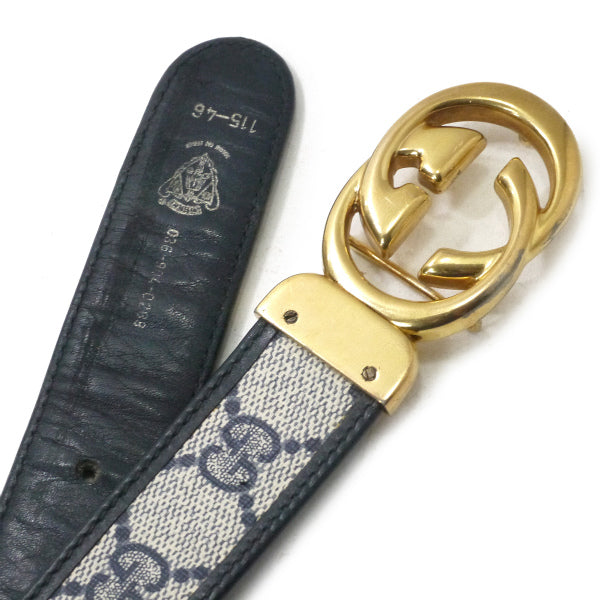 OLD Gucci GGバックルリバーシブルレザーベルト（GG柄/濃紺）