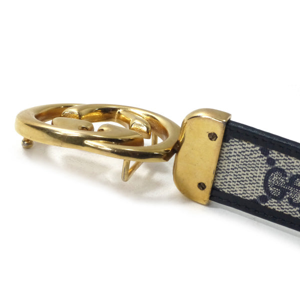 OLD Gucci GGバックルリバーシブルレザーベルト（GG柄/濃紺）