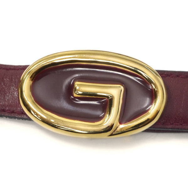 OLD Gucci　Gバックル レザー細ベルト（ボルドー）