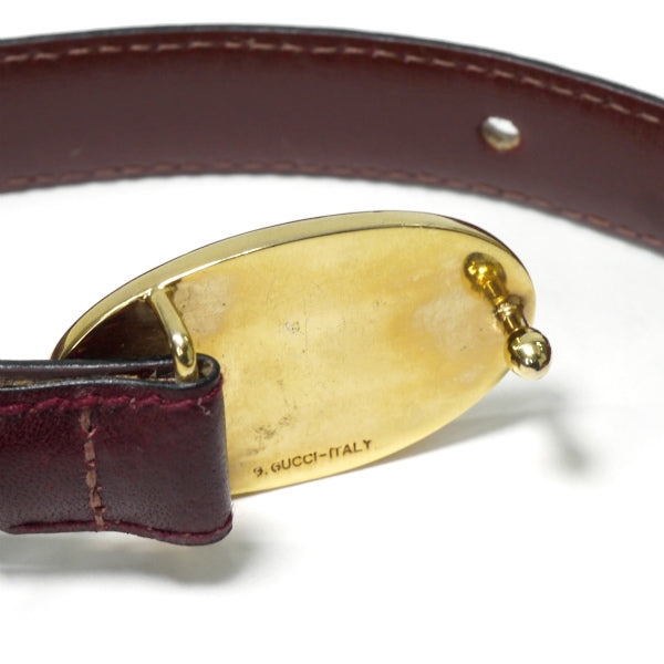 OLD Gucci　Gバックル レザー細ベルト（ボルドー）