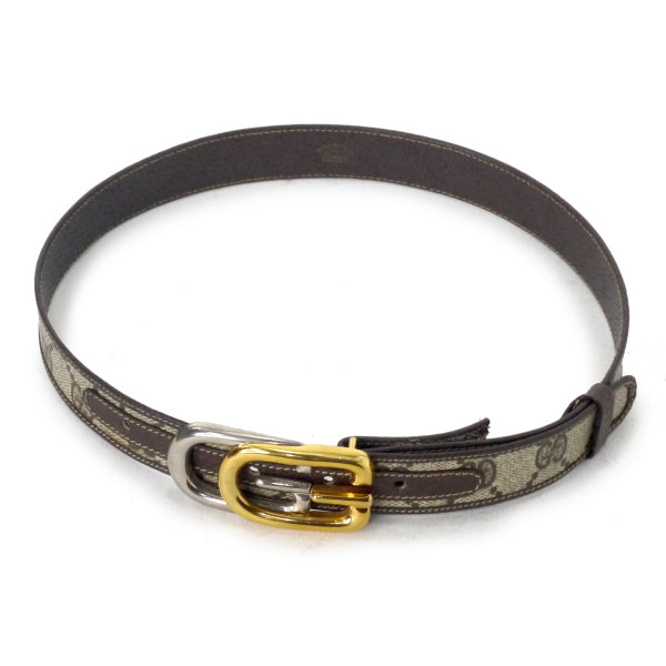 OLD Gucci　ロゴバックルGG柄ベルト（茶）