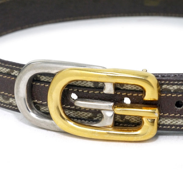 OLD Gucci　ロゴバックルGG柄ベルト（茶）