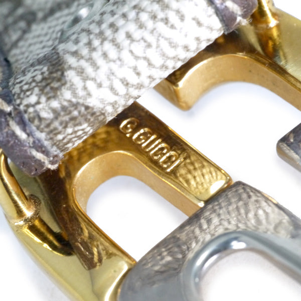 OLD Gucci　ロゴバックルGG柄ベルト（茶）