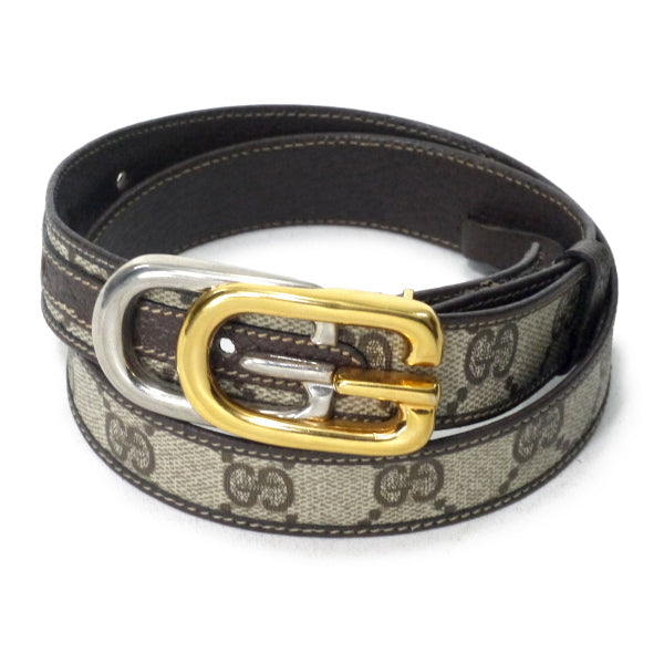 OLD Gucci　ロゴバックルGG柄ベルト（茶）