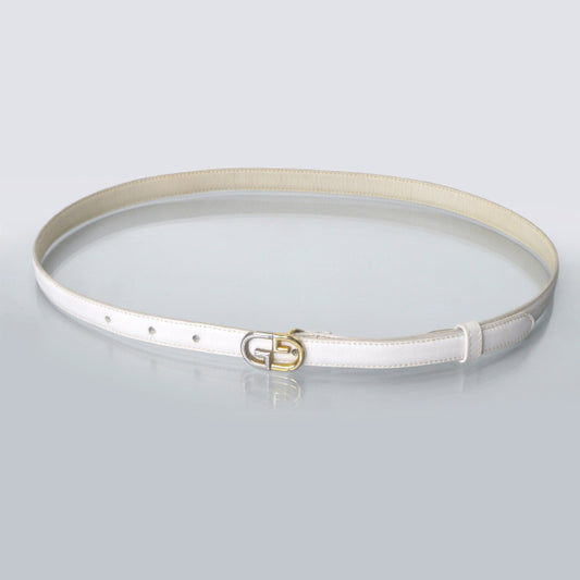 OLD Gucci　GGバックル レザー細ベルト（白）