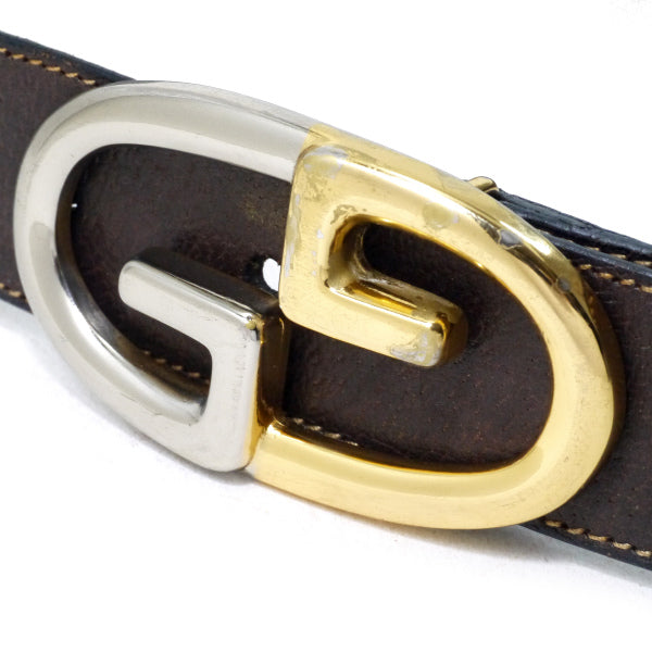 OLD Gucci GGバックル ピグスキンレザーベルト（濃茶）