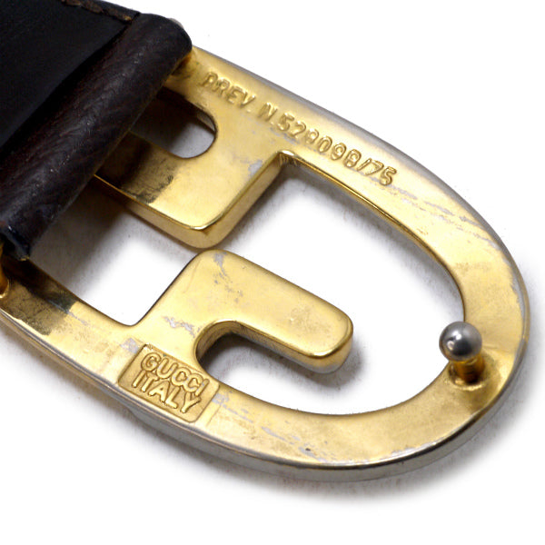 OLD Gucci GGバックル ピグスキンレザーベルト（濃茶）