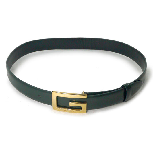 OLD Gucci　スクエアGバックル レザーベルト（緑）