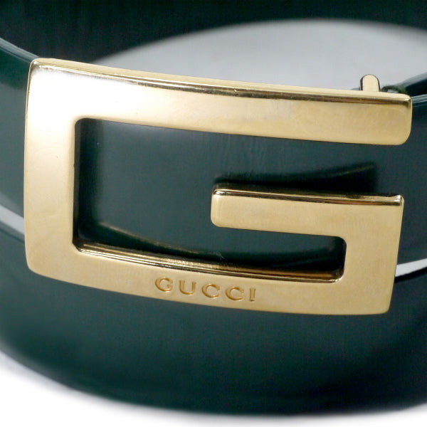 OLD Gucci　スクエアGバックル レザーベルト（緑）