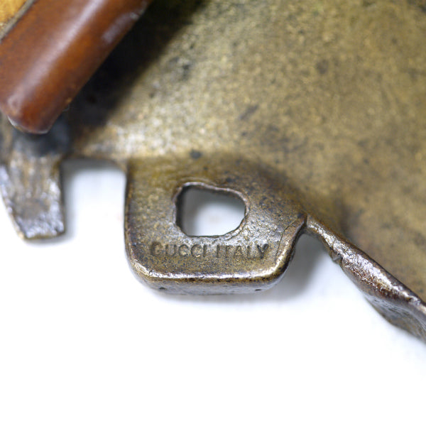 OLD Gucci　ダブルホースバックル レザーベルト（茶）