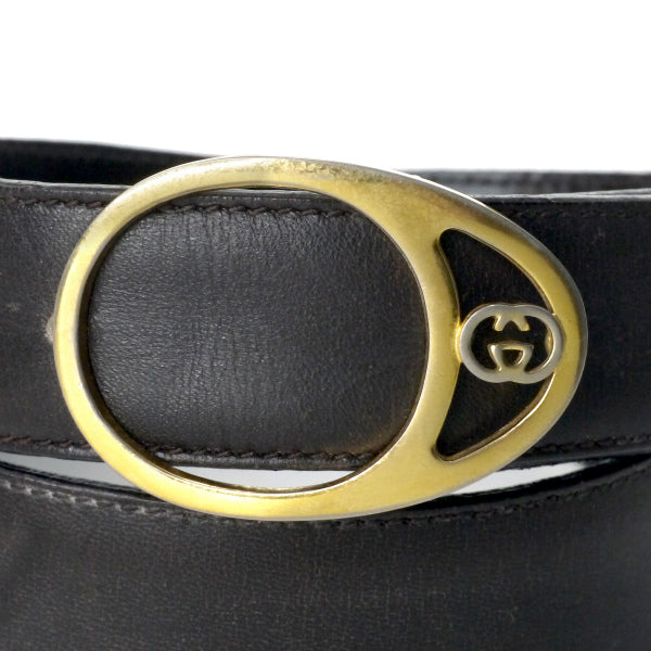 OLD Gucci　本革ゴールドバックルベルト（濃茶）
