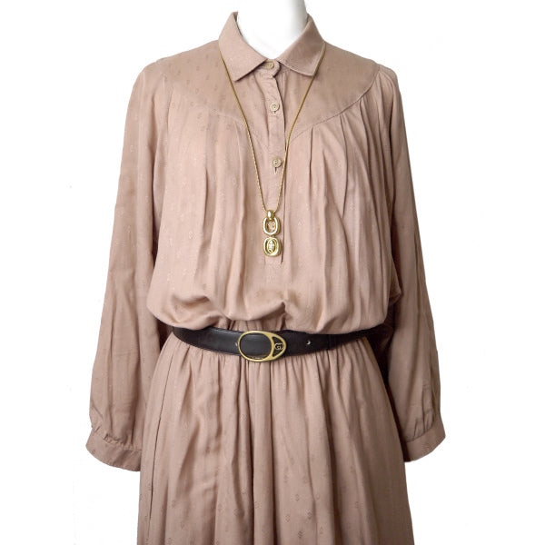 OLD Gucci　本革ゴールドバックルベルト（濃茶）