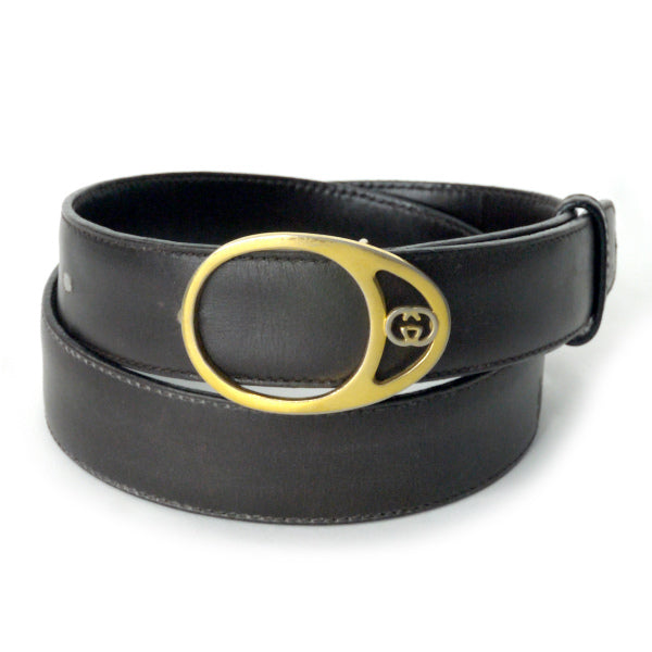 OLD Gucci　本革ゴールドバックルベルト（濃茶）