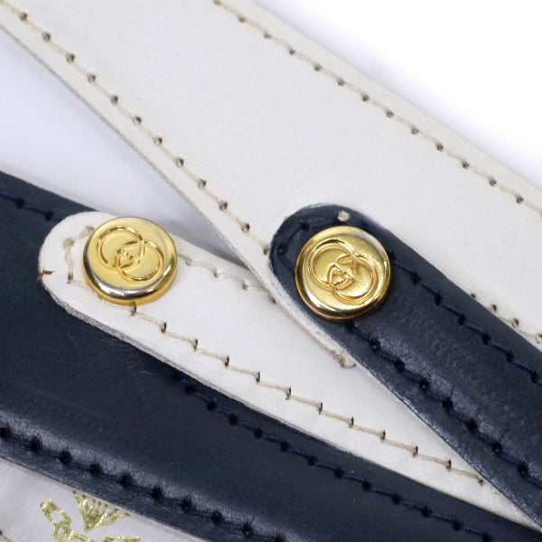 OLD Gucci バイカラー レザーウエストベルト（紺×白）