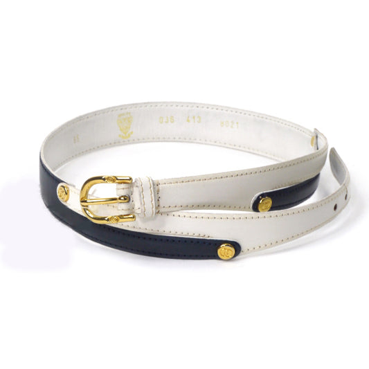 OLD Gucci バイカラー レザーウエストベルト（紺×白）