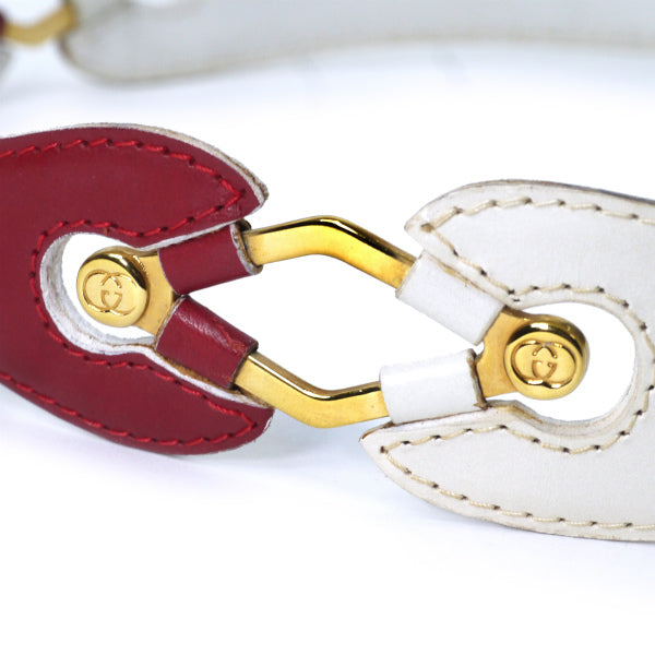 OLD Gucci バイカラー レザーウエストベルト（赤×白）