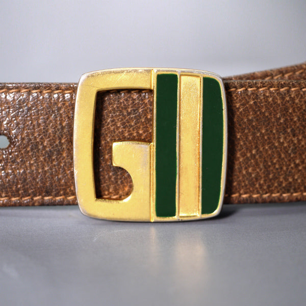 OLD Gucci シェリーラインGバックルベルト（緑）
