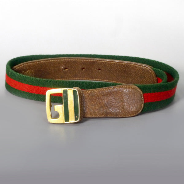 OLD Gucci シェリーラインGバックルベルト（緑）