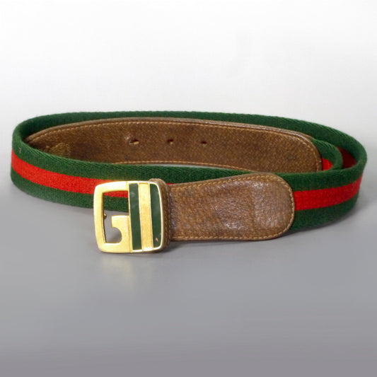 OLD Gucci シェリーラインGバックルベルト（緑）