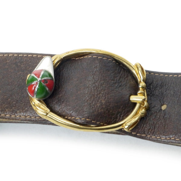 OLD Gucci レア!!キャップ金具バックルレザーベルト（濃茶） – Vintage