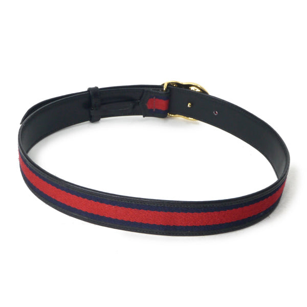 OLD Gucci シェリーラインGGバックルレザーベルト（青）