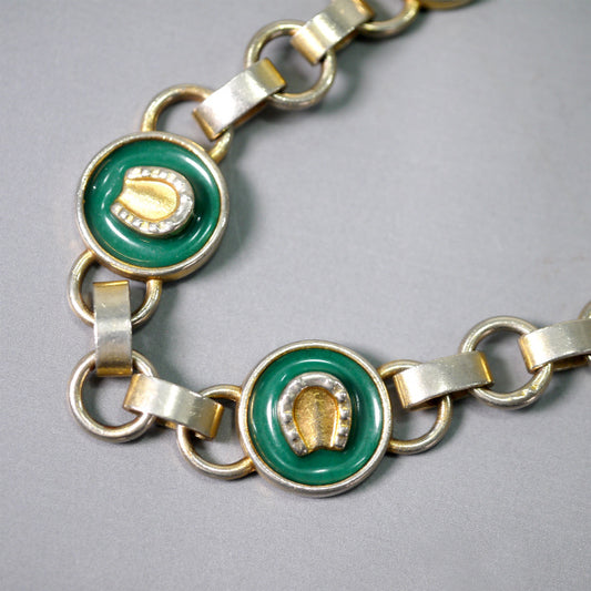 OLD Gucci ホースシュー チェーンベルト&ネックレス（緑）