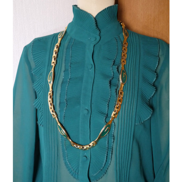 OLD Gucci 　ゴールドGGチェーンベルト&ネックレス（緑）