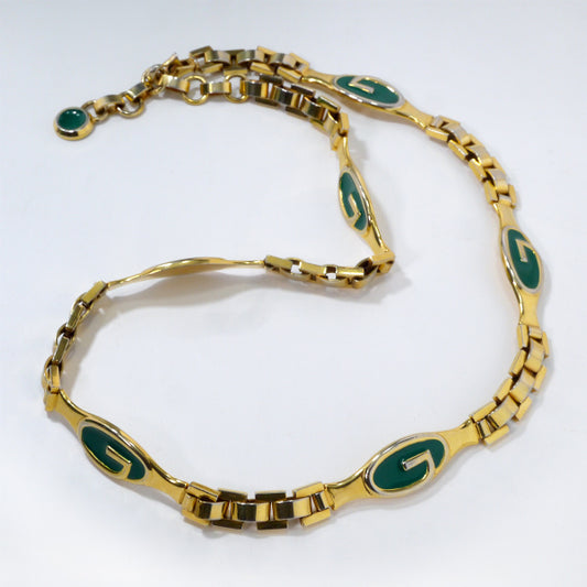 OLD Gucci 　ゴールドGGチェーンベルト&ネックレス（緑）