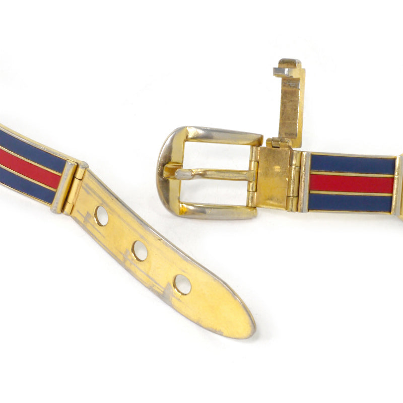 OLD Gucci レア!!青シェリー金属チェーンベルト（ゴールド） – Vintage