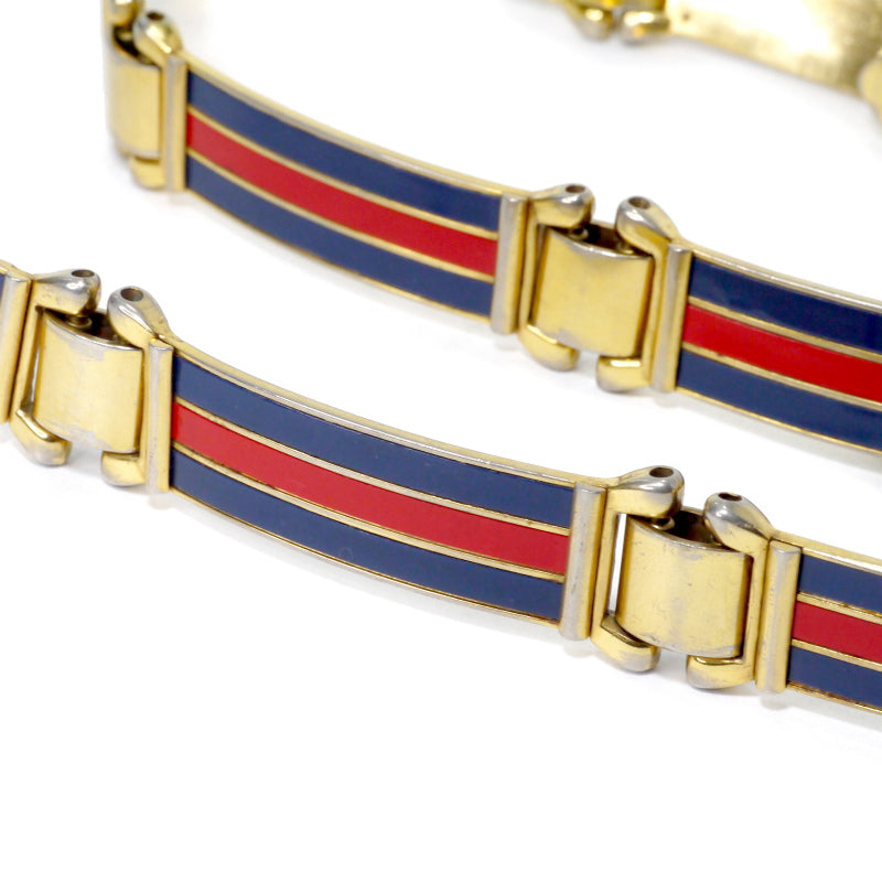 OLD Gucci 　レア!!青シェリー金属チェーンベルト（ゴールド）