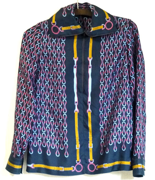 OLD　Gucci　シルクオーバーブラウス（紺系）