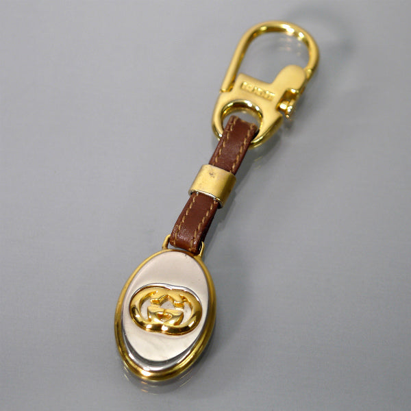 OLD Gucci　インターロッキングGキーホルダー（茶）