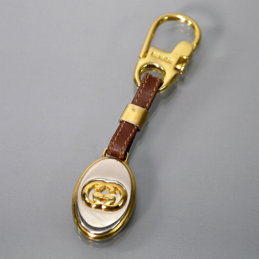 OLD Gucci　インターロッキングGキーホルダー（茶）