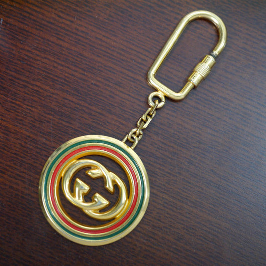OLD Gucci　GGロゴ×シェリー キーホルダー（ゴールド）