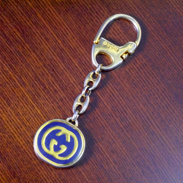 OLD Gucci インターロッキングGキーホルダー（青）