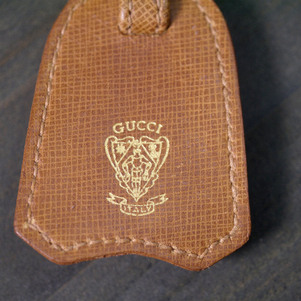 OLD Gucci　クロシェット型 プレートキーホルダー（茶）