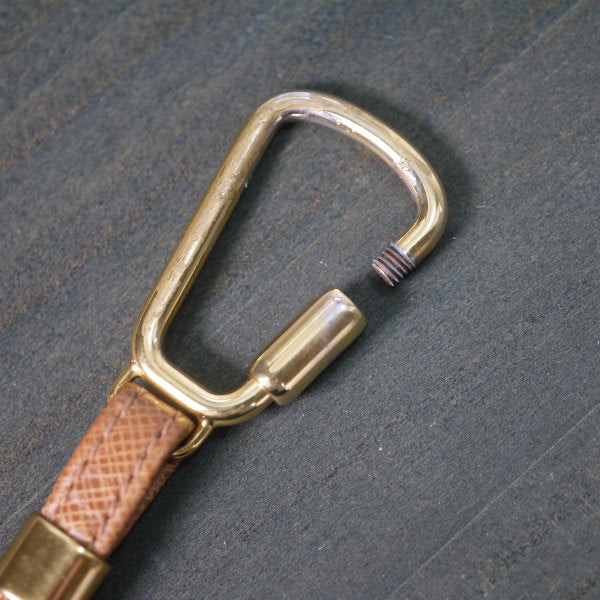 OLD Gucci　クロシェット型 プレートキーホルダー（茶）