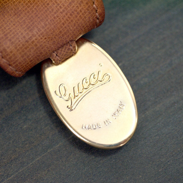 OLD Gucci　クロシェット型 プレートキーホルダー（茶）