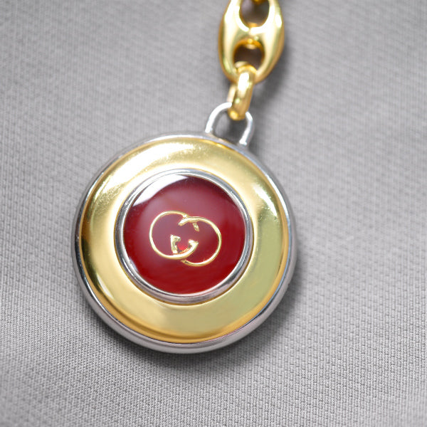 OLD Gucci　ロゴマーク キーホルダー（ゴールド×赤）