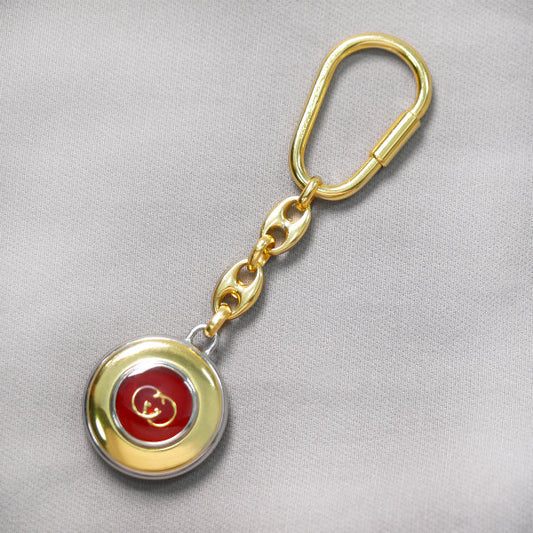 OLD Gucci　ロゴマーク キーホルダー（ゴールド×赤）