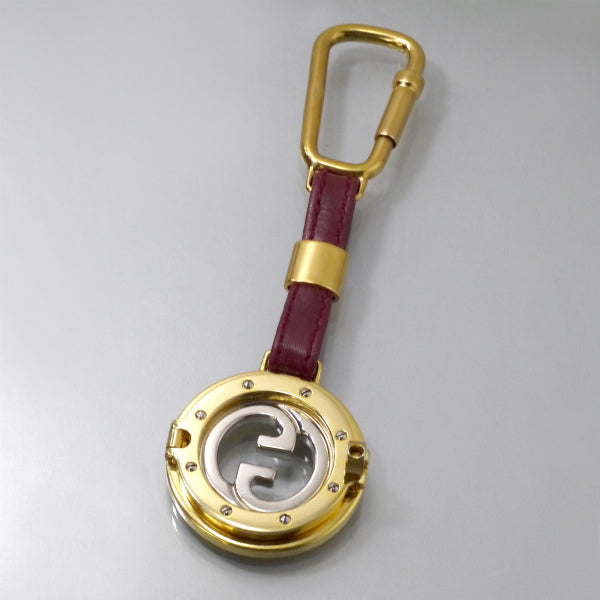OLD Gucci　インターロッキングGコインキーホルダー（ボルドー）