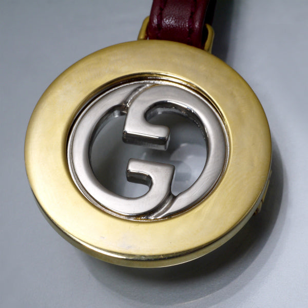 OLD Gucci　インターロッキングGコインキーホルダー（ボルドー）