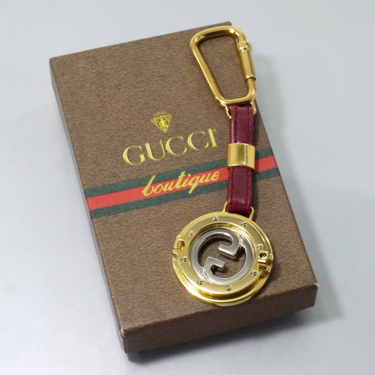OLD Gucci　インターロッキングGコインキーホルダー（ボルドー）