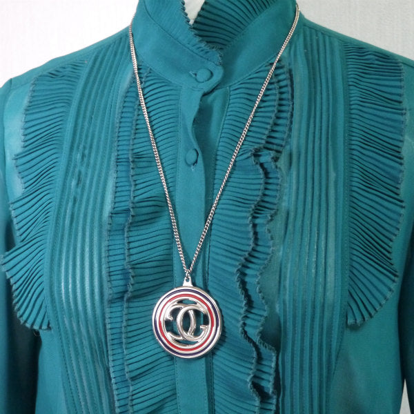 OLD Gucci　GGロゴ×シェリープレートネックレス（シルバー）